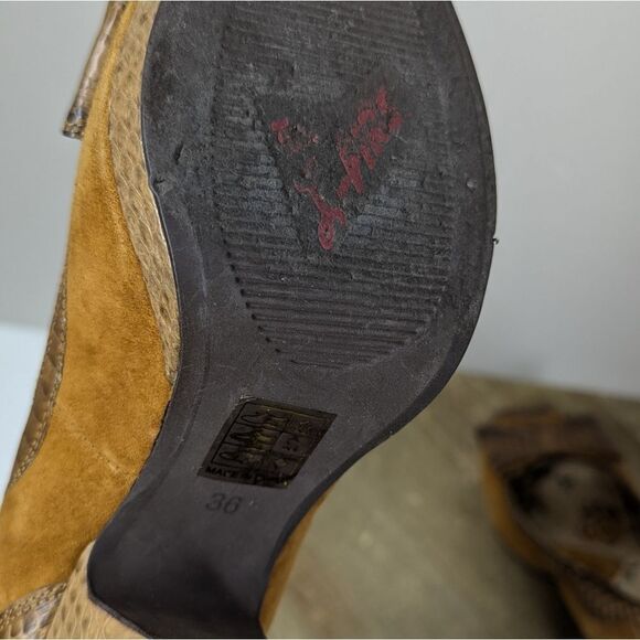 Miss L Fire Leather Suede Bow Heels Size 6 Vintage Style Peep Toe Retro Pinup 3" - Picture 10 of 10